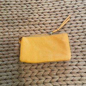 Pleather mustard clutch/ wallet.